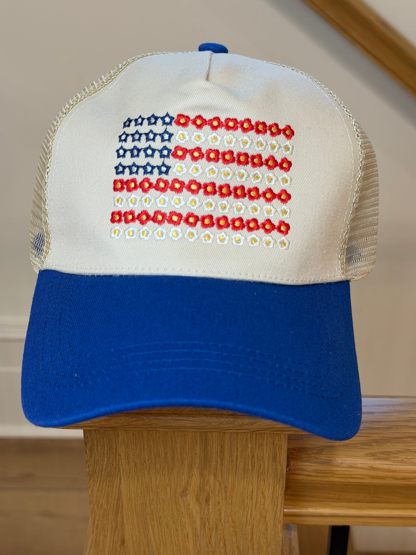 Flower Flag Hat Blue