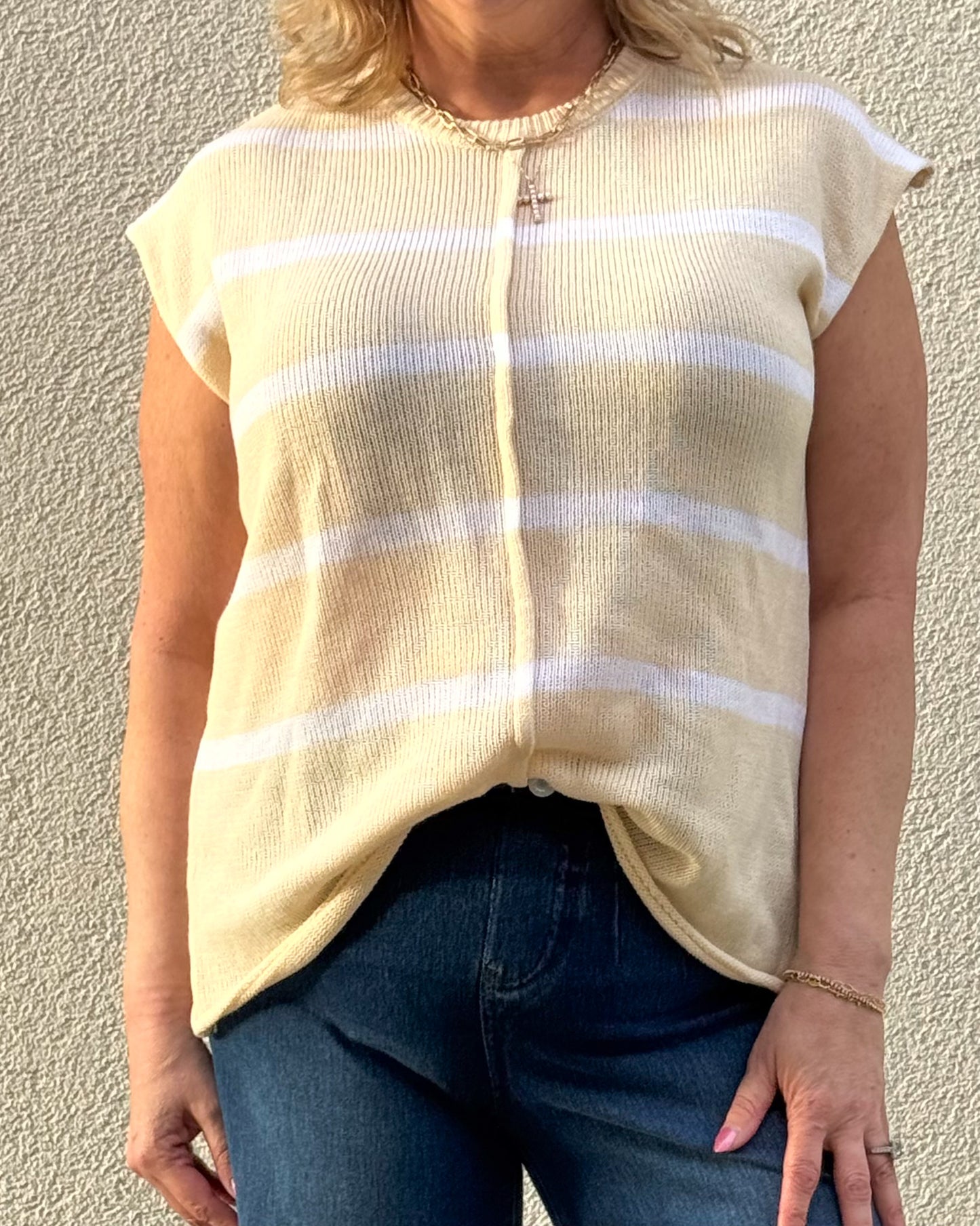 Apricot Striped Thick Knit Sweater
