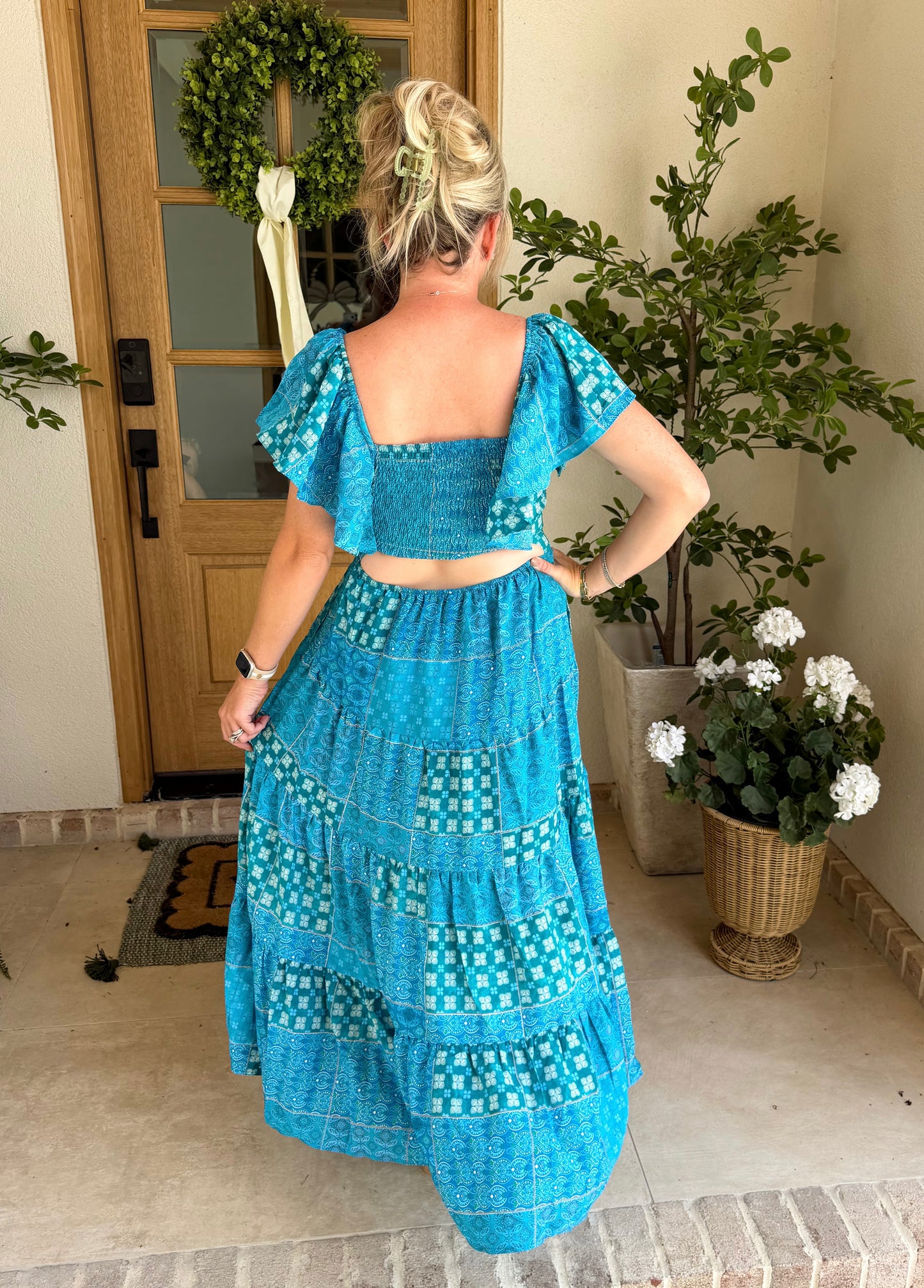 Waves of Blue Patchwork Dress