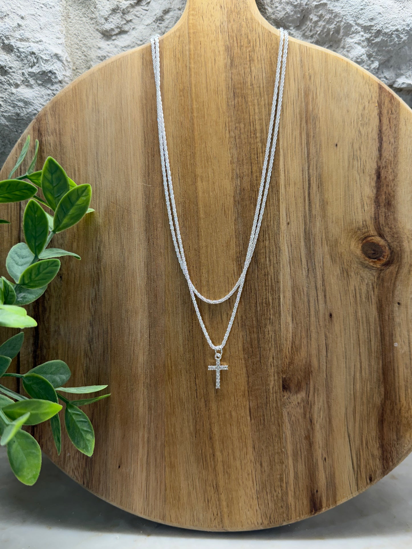Silver Cross Necklace Stack