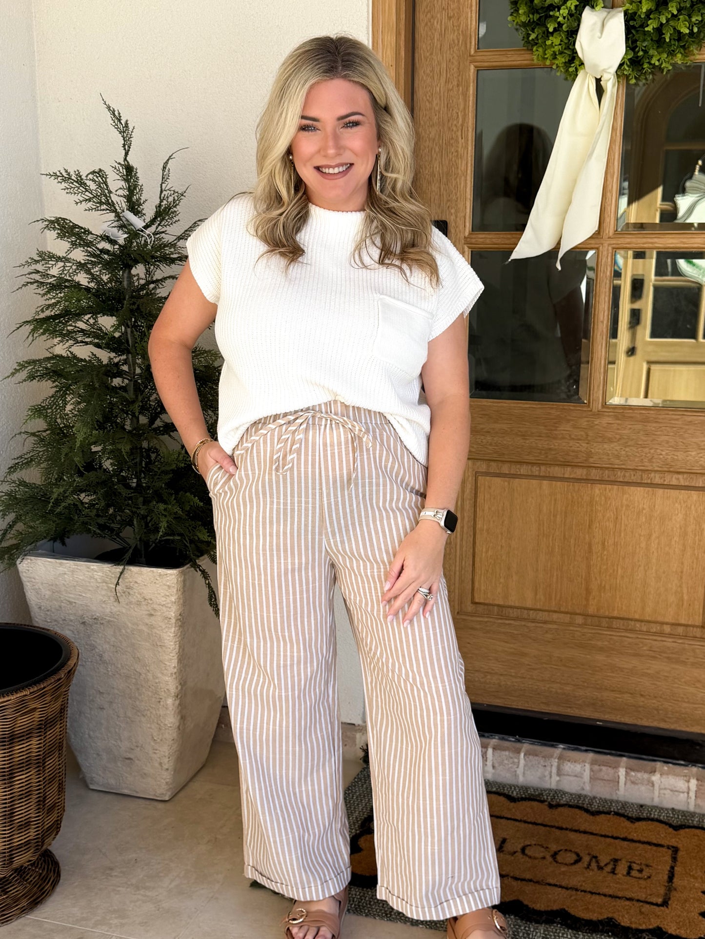 Ivory Pocket Knit Sweater Top