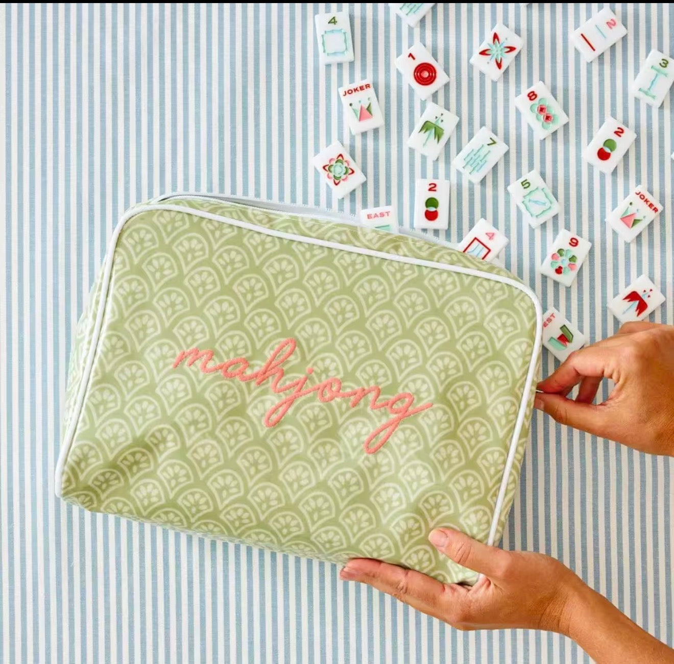 Green Toile Large Bag