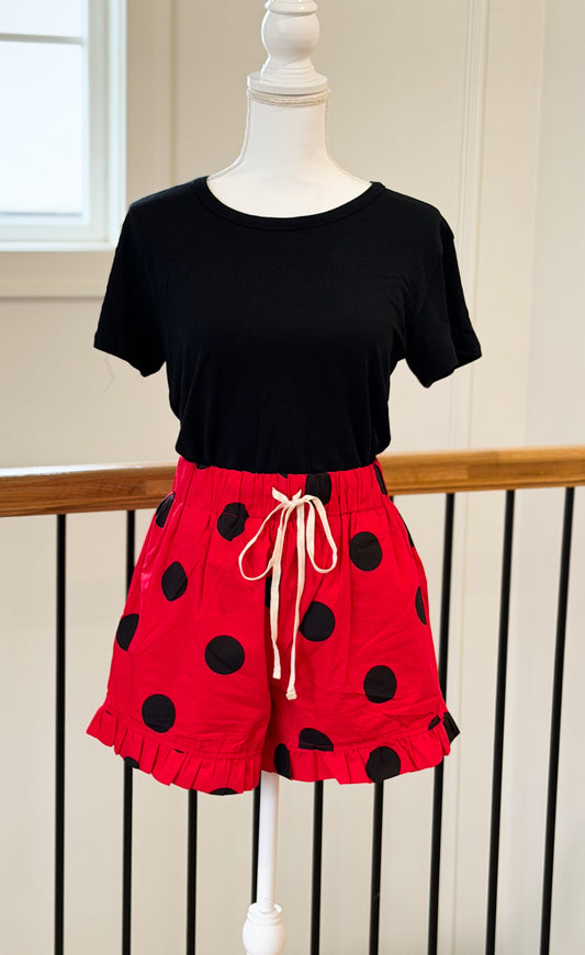 Red & Black Polka Dot Shorts
