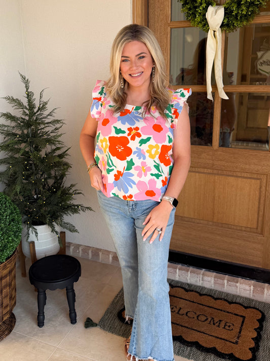 Floral Ruffle Top