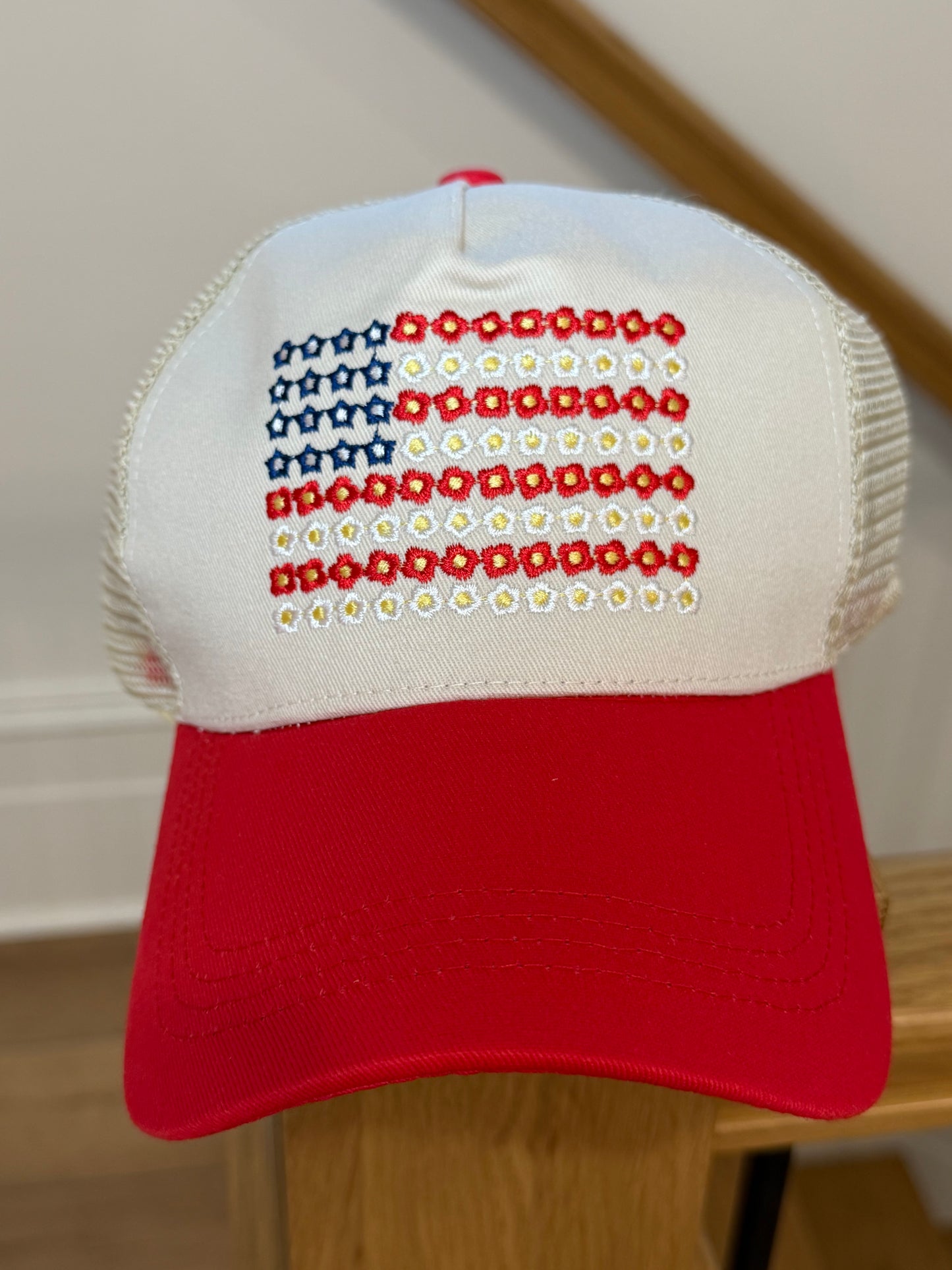 Flower Flag Hat Red