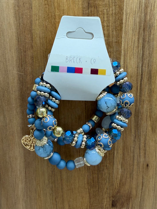 Blue and Gold Beaded Bracelet