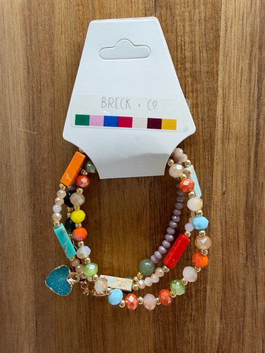 Multi Color Heart Bracelet Stack