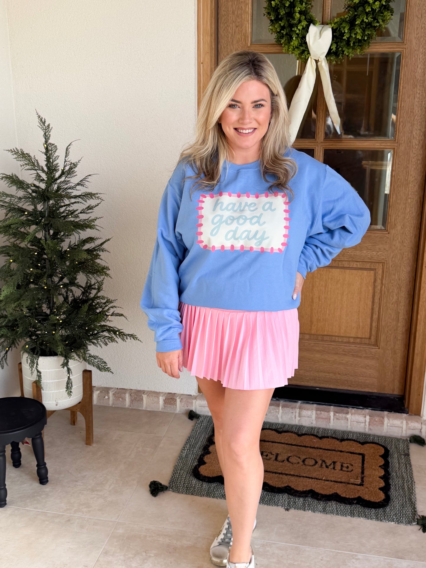 Pink pleated skort