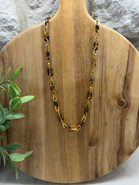 Tortoise and Gold Link Necklace