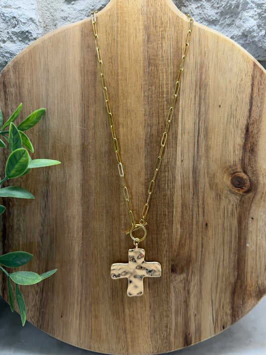 Hammered Cross Necklace