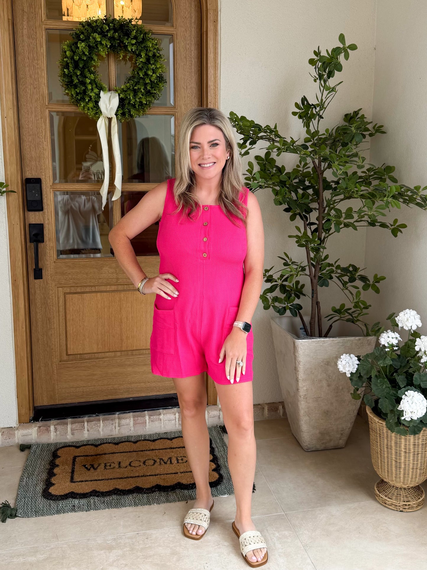 Pink Button Romper