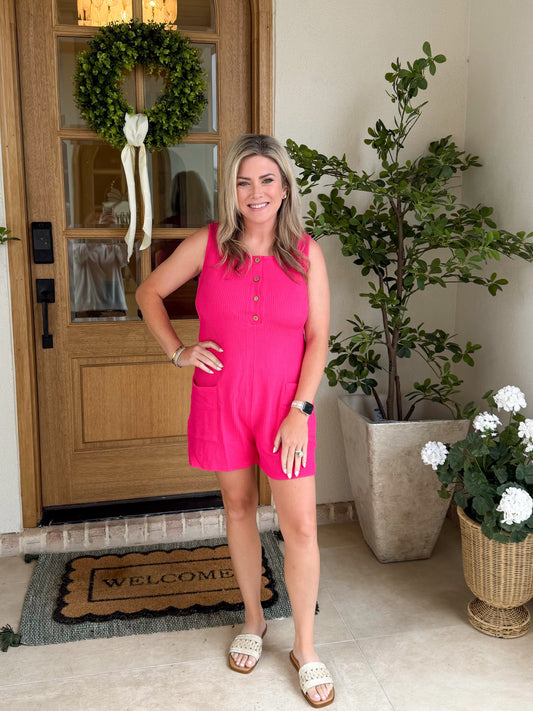 Pink Button Romper