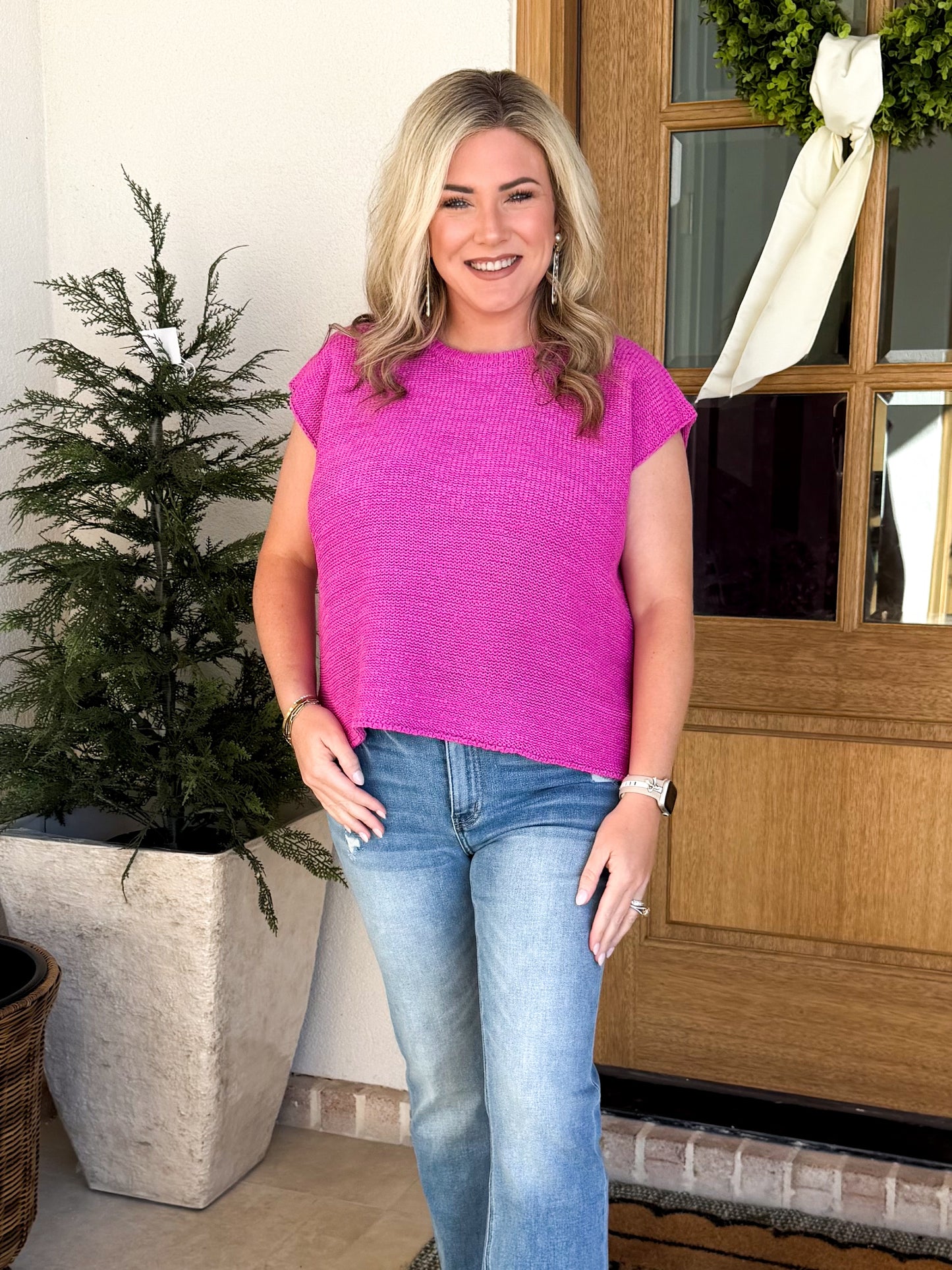 Bright Purple Knit Sweater Top