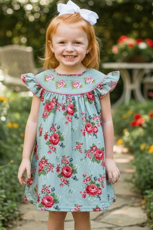 Smocked Floral Dress with Shorts