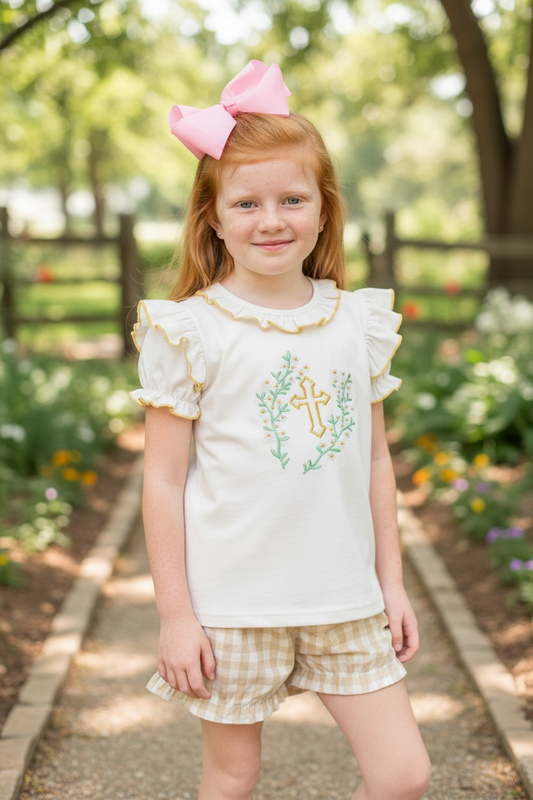 Cross Ruffle Two Piece Set