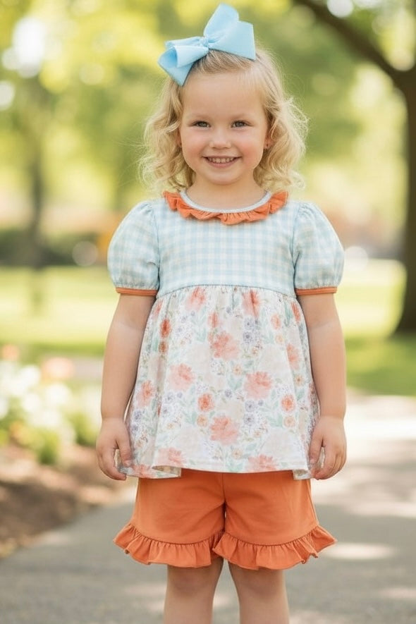 Girls Ruffle Floral Set