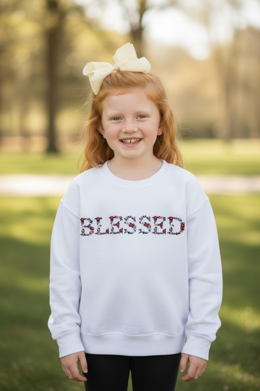 White Blessed Velvet Sweatshirt