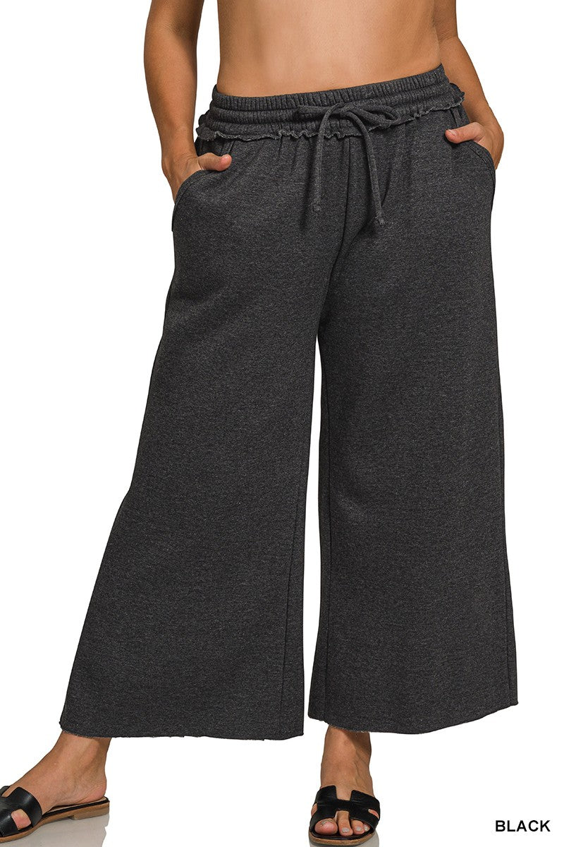 Black Acid Wash Fleece Sweatpants